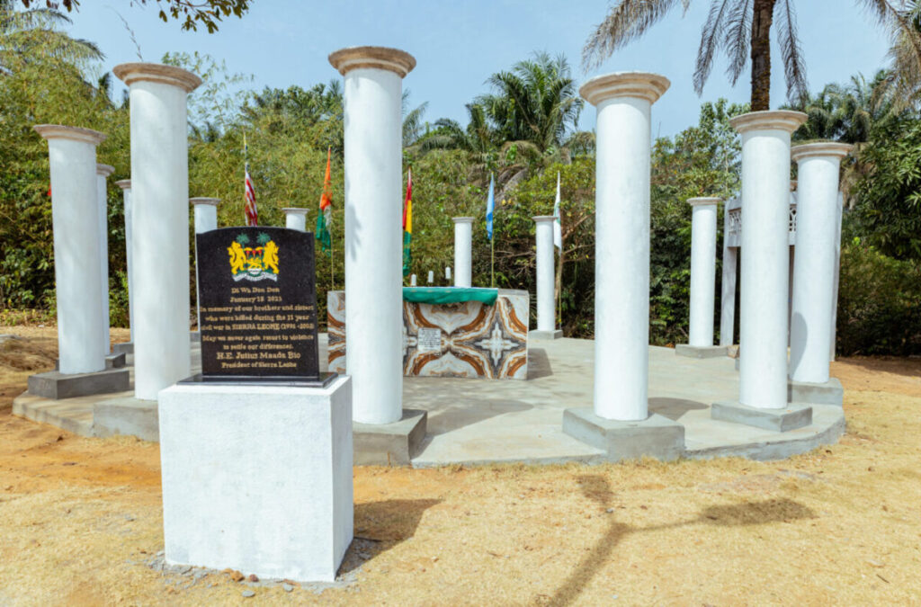 Memorial site erected in Lungi,Northern Sierra Leone in remembrance of victims of the 11 year Sierra Leone civil war.